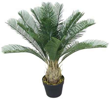 Lacers SMARAGDLINE Kunstpalme Cycas 60cm kunstpflanze Künstliche Pflanzen Groß Kunstbaum wie echt für Wohnzimmer Schlafzimmer Büro Deko Artificial Plants Outdoor Balkon Dekoration kunstblumen