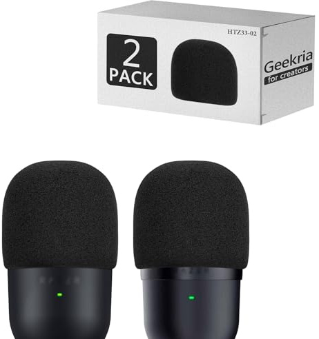 Geekria for Creators Pare-brise en mousse compatible avec Razer Seiren Mini, Seiren V3 Mini, housse en mousse anti-pop, housse anti-vent pour micro, filtre en mousse éponge (noir/lot de 2)