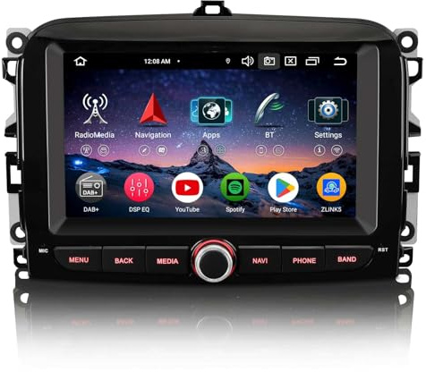 Erisin 7 pollici 8-Core 4GB+64GB Android 16 Autoradio Bluetooth GPS Navigatore per Fiat 500L 2012-2016 Supporto CarPlay Senza fili Android Auto WiFi DSP DAB+ USB FM RDS OBD2 Controllo del Volante