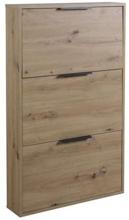 Composad | Zapatero Slim de la línea Espresso con 3 solapas, ahorrador de espacio, para entrada, trastero, (LxAxP) 65 x 105,5 x 15 cm, color roble mielado, fabricado en Italia