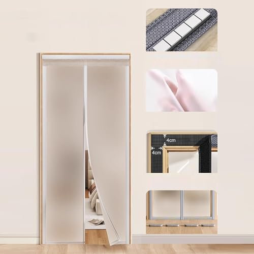 XRRJFYH Tür Vorhang Ohne Bohren Türvorhang Kälteschutz Thermovorhang Tür Türgardine Wärmeschutzvorhang Tür Vorhang Tür Thermo Vorhang Gegen Kälte(Grau,80x220cm/31x87in)