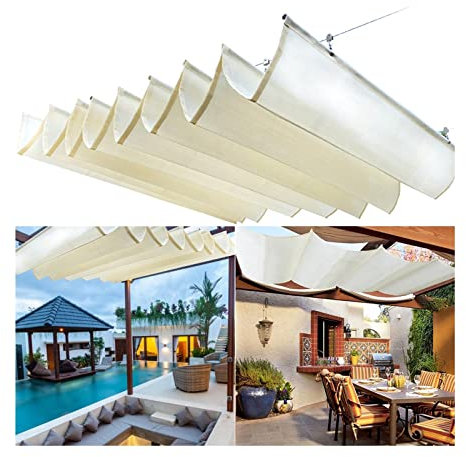 Copertura per pergola a baldacchino retrattile per esterni con binario scorrevole protezione UV tenda da tetto per terrazza, patio, giardino, tenda parasole personalizzabile per cortile balcone