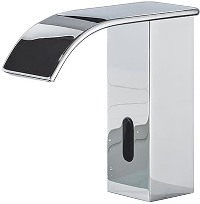 Grifo de Lavabo Mezclador de Baño Grifo Mezcladores de Baño con Sensor de Agua Grifo de Cascada para Lavabo de Baño Grifo Automático de Latón con Sensor Infrarrojo Cromo B Bajo