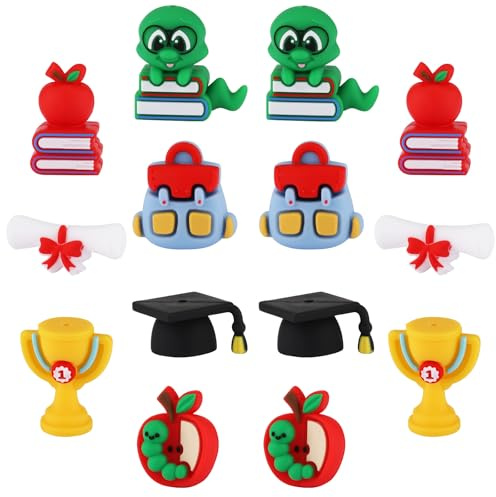WEWAYSMILE 14 Pièces Perles De Silicone 3D Perles Silicone Personnalisées Perles En Silicone Pour Stylos Pour Bracelet Bijoux Pendentif Bricolage Artisanat（Thème De La Saison Des Diplômes）