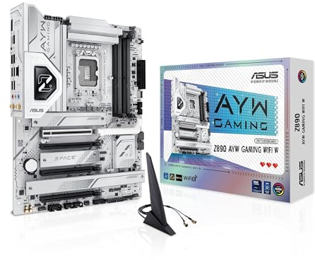 ASUS Z890 AYW Gaming WiFi W ATX Z890 Scheda madre, Intel Core Ultra Series 2, compatibile con PC AI avanzato, 16+1+2+1 passaggi, DDR5, PCIe 5.0, Thunderbolt 4, USB Type-C, 4 x M.2, Wi-Fi 7, LAN 2,5 GB