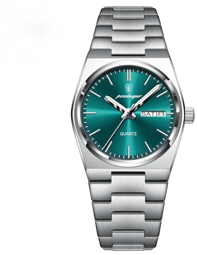 Poedagar Montre de luxe pour femme avec bracelet en acier inoxydable, montre à quartz élégante, étanche, lumineuse, date, jour de la semaine, tendance, professionnelle, montres pour femmes, Bracelet