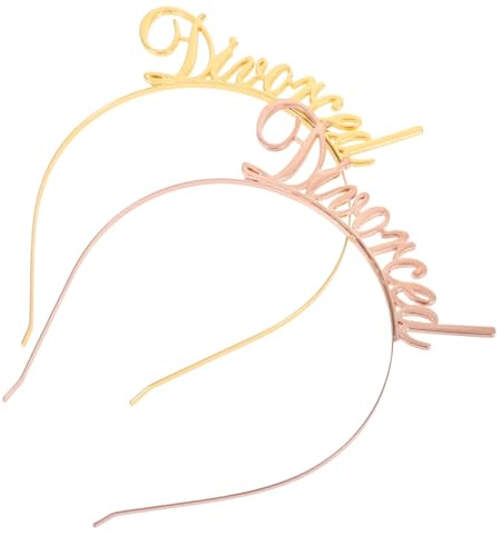MUCKLILY Diadema Decorativa Metálica Para Cabello 2 Unidades Tamaño Único Banda Cabello Dorada y Rosa Para Mujeres Niñas Fiestas De Divorcio