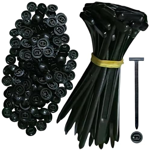 20/50/100Pcs Nylon Universal Cable Tie Buckle, Heavy-Duty Self-Locking UV-Resistant Wire Nylon Zip Tie Holders, Universal Push Mount Zip Tie Holders, Black (50)