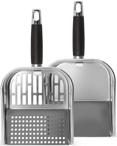 Matchwaves Griddle Scoop for Blackstone with a Any-Edge Hook, Stainless Steel Griddle Portable Food Mover for Stir Fry and Move Food, Classic & Sifting Grill Shovel, 2 Pack