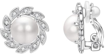 JOLCHIF Pendientes de aro de oro y perlas para mujer, chapados en oro de 18 quilates, joyería colgante, talla única, Circonia cúbica sintética