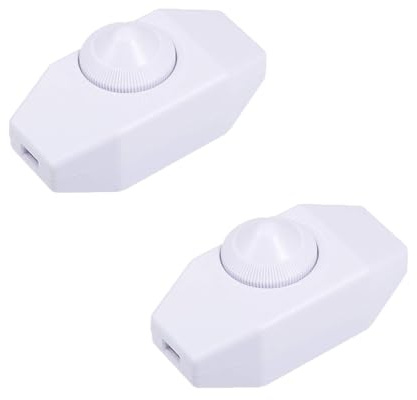 2Pcs Inline Dimmer Switches, Knob Dimmer Switch Lights Switch for Lamps Lights (White)
