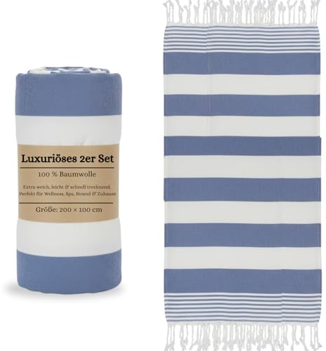Generisch Saunahandtuch 2er Set – großes Sauna Handtuch & Hamamtuch aus 100% Baumwolle – saugfähig, schnelltrocknend & weich – ideal für Sauna & Wellness, Hamamtuch groß 100x200