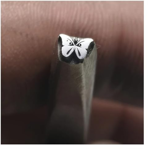 CYHTYM Schlagzahlen Schmetterlingsmuster-Stempel aus Kohlenstoffstahl, Metallstempel, Designstempel, für Schnitzen von handgefertigtem Schmuck, Leder und Holz(Pattern4)