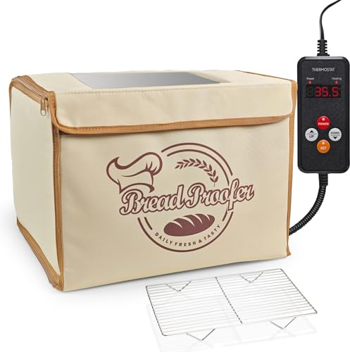 Folding Bread Proofing Box with Digital Temp Controller & 24H Timer and Metal Rack Multi-tier Insulated Collapsible Proofers for Sourdough, Pizza, Bread Baking, Yogurt, Kombucha