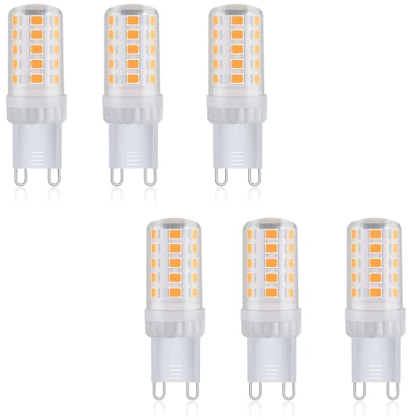 Ziefgn LED Lampe G9-Sockel,Warmweiß (3000K), Ersatz für herkömmliche 40W-Leuchtmittel, 220-240V,Enegiesparende Kleine Birne,Nicht Dimmbar, 6er Pack