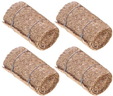 AOOOWER Lot de 4 pelouses miniatures naturelles en paille pour maison de poupée, scène de ferme, décoration, projet artisanal, accessoire de paysage, herbe miniature en paille, fournitures artisanales