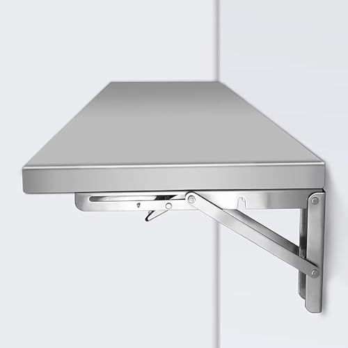 Tavolo pieghevole da parete in acciaio inox, salvaspazio, scrivania moderna per casa e ufficio, postazione di lavoro pieghevole regolabile, design elegante e durevole