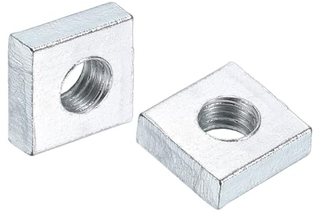 QUARKZMAN 200 Piezas Tuercas Cuadradas M6x12mmx4mm, Acero Al Carbón Zincado Tuercas Cuadradas De Roscado Grueso Para Reparaciones Domésticas E Ingeniería Profesional, Plateado
