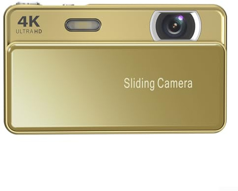 Cámara digital compacta sin espejo de 1300 W con pantalla de 3 pulgadas, para estudiantes y principiantes, diseño deslizante portátil, material ABS, plata/rosa/negro/oro (dorado)