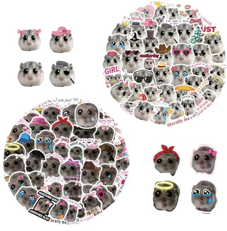 Bubaxuce 106PCS Lustige Und Süße Hamster Aufkleber Meme - Traurige Und Glückliche Hamster Vinyl Aufkleber Für Wasserflaschen, Notizbücher, Laptops Und Mehr - Komische