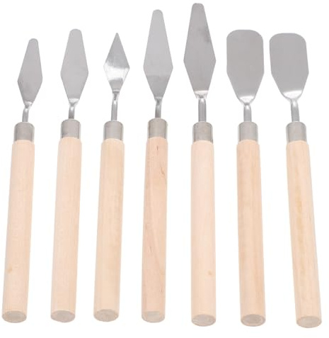 CORHAD Spatole per Pittura e Lama in Inossidabile Set 7 Manico in Ergonomico per Miscelazione e Pittura Artistica su