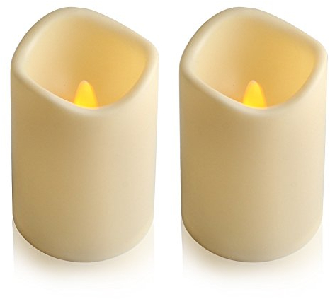 Eleoption - Candele a LED senza fiamma, per esterni, con timer di 6 ore, accensione e spegnimento automatico giornaliero, batteria tremolante elettrolitica (confezione da 2)