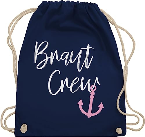 Turnbeutel Rucksack - JGA Junggesellenabschied Frauen - Braut Crew - Anker - Unisize - Navy Blau - utensilien junggesellinnenabschied brauttaschen bachelorette party brautjungfern juterucksäcke