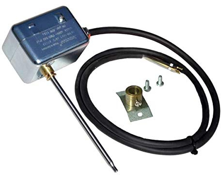 WITTKOWARE Abgastemperaturwächter 50°C | Rauchgasthermostat nach DIN EN 14597 | 16A Wechsler | 2m Silikonleitung & 120mm Edelstahlfühler für Kamin Dunstabzugshaube