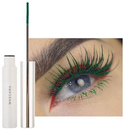 GL-Turelifes 12 Color Mascara Bunte Fasermascara Charmante, langlebige Mascara mit dicken und langen Wimpern, wasserdicht und wischfest (Grün)