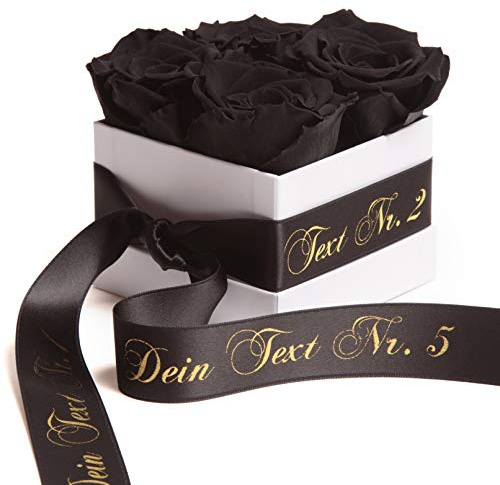 ROSEMARIE SCHULZ Heidelberg Rosenbox mit Wunschtext und Infinity Rosen haltbare Rosen Frauen (Spezialtext, Schwarz)