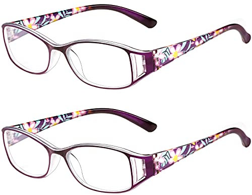 SaNgaiMEi Blaulichtfilter Lesebrille Damen Herren Computerbrille, Bequeme und flexible Blaulichtbrille Lesehilfen Sehhilfe Brille mit Sehstärke (Lila, 3.0, multiplier_x)