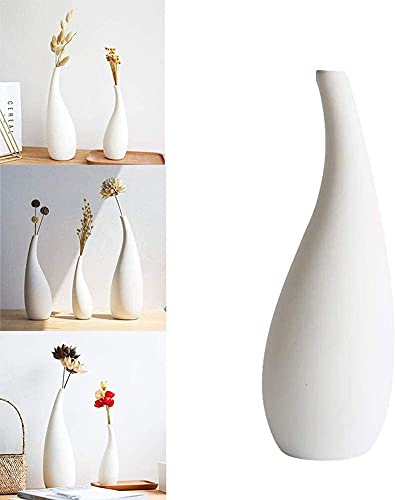 Koomuao Vases à Fleurs en Céramique Blanc Vase Décoratif Style Nordique Vase pour Fleurs Séchées pour Maison, Fête, Centre de Table de Mariage (Grande)
