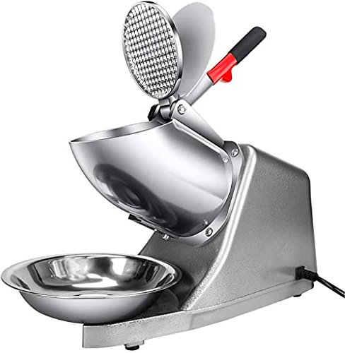 LJHSS Ice Crusher, Electric Ice Shaver Machine, Stainless Steel Snow Cone Maker for Ice Cream, Cold Drinks, Fruit Dessert and Cocktail, for Household & Commercial Use (Color : Silver)