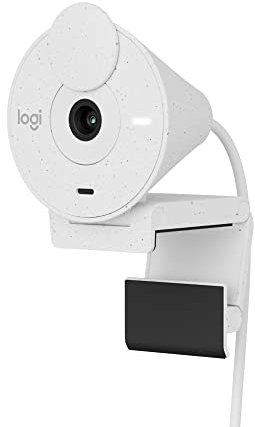 Logitech Brio 300 Full HD Web Cam Camera with Privacy Shutter, Noise Reduction Microphone, USB-C, certified for Zoom, Microsoft Teams, Google Meet, Auto Light Correction - Off White