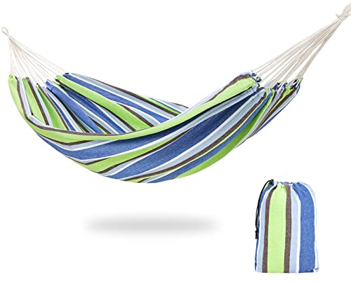 Hängematte 200 x150cm groß Hängeliege Baumwolle 2 Personen XXL Doppelhängematte,Belastbarkeit bis 200 kg Tragbare mit Tragetasche für Terrasse Hof Garten