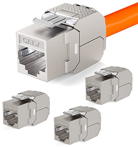 HB-Digital 4x CAT 7 Keystone Modulo RJ-45 Jack Connettore 1000 MHz 10Gbit/s Cavo Internet LSA per Patch Panel Ethernet LAN