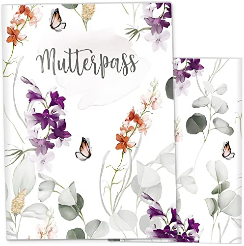 OLGS Mutterpasshülle Fantastic Freesia - 3-teilige Kunststoff Schutzhülle ohne Personalisierung für deutschen Mutterpass