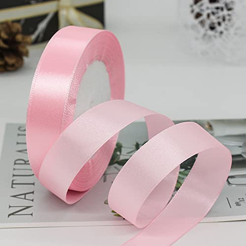 ZHIHUI Satinband Rosa 20mm, 22 Meters Dekoration Geschenkband Fein Schleifenband, Stoffband für Luftballons, Hochzeit, Taufe und Geburtstag Geschenke Der Valentinstag Verpackung von Geschenken