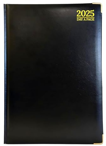 Premium Terminplaner 2023, A5, Tag pro Seite, FSC-zertifiziert, 80 g/m² Papier, vergoldete Kanten, 21 x 15 cm, Schwarz