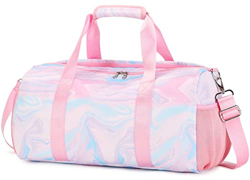 Borsa da Viaggio Ragazza Borsa Palestra Bambina Borse Ballo Ragazze Borsa da Allenamento Borsa Sportiva per Ginnastica,Nuoto,Lezione di Tennis,Borsa Viaggio con Tasca Impermeabile e Scomparto Scarpe