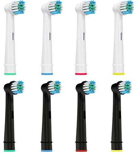 8 Stück Aufsteckbürsten Kompatibel mit Oral B Elektrische Zahnbürste, Zahnbürstenaufsatz für Oral B Genius X, Vitality Pro, Pro 3 3900 3 3500, Precision Zahnbürstenköpfe von Kisstta, Schwarz/Weiß