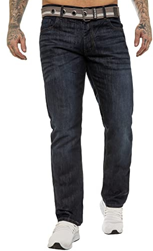 989Zé ENZO Herrjeans med raka ben normal passform denim byxor UK, Indigo, 42W X 34L