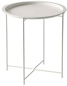 46 * 46 * 50 cm Metall-Beistelltisch, Tabletttisch mit abnehmbarem Schlafzimmer-Balkon-Snacktisch, Leichter Couchtisch (Größe: 46 * 46 * 50 cm, Farbe: Weiß)