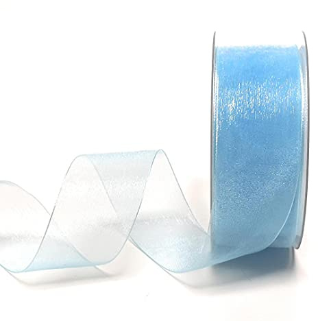 s.dekoda Schleifenband 50m x 40mm Hellblau Organza Chiffon Geschenkband Organzaband [1350-153]