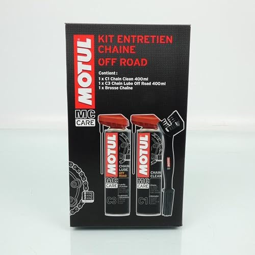 Motul - Pack de mantenimiento de cadena c1+c3 Off Road (aerosol 400 ml x 2 + cepillo limpieza)