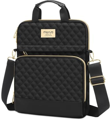 MOSISO Tablet Tasche Hülle 12,9 Zoll, Quadratische Gesteppt Tragetasche | Reisetasche für iPad Pro 13 M5 M4, Air 13 M4 M3 M2, Pro 12,9 M2 M1, Surface Pro 9/8/7/6/X, Galaxy Tab S10+, Schwarz