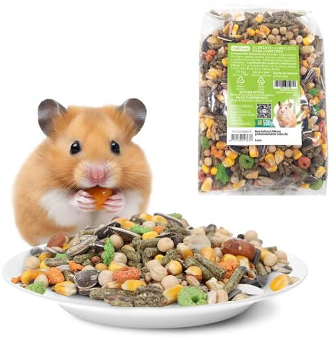Nobleza - (500g) Hamsterfutter Ausgewogen, Hauptfutter für Hamster mit Gemüse, Natürliches Nagerfutter für Meerschweinchen mit lebenswichtigen Vitaminen und Mineralien