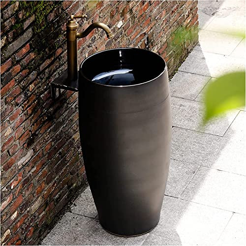 Art Badezimmer-Waschbecken mit komplettem Sockel, Standwaschbecken, freistehendes Waschbecken, leicht zu reinigendes Handwaschbecken (H)