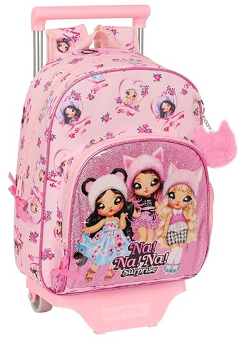 Safta NANANA FABULOUS - Mochila Infantil con Carro 705, Ideal para Niños de Diferentes Edades, Cómoda y Versátil, Calidad y Resistencia, 28x10x34 cm, Color Rosa