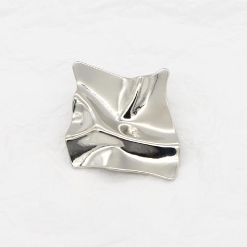 LIBERGA 10 Stück Plissierte Metall Knöpfe Mit Schaft, Modischer, Unregelmäßiger Metallknöpfe Für Kleidung Strickjacken Mäntel Bastelprojekte, Silber, 25mm